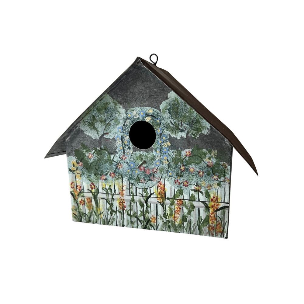 Vintage Handmade Galvanized Tin Birdhouse Rustic Farmhouse Decor Unused
